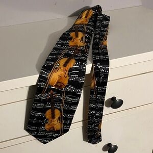 Musical String Instrument Patterned Orchestra Tie